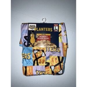 Planters Women Large Boxer Shorts Colorful Mr. Peanut Print Stretch Lounge NWT
